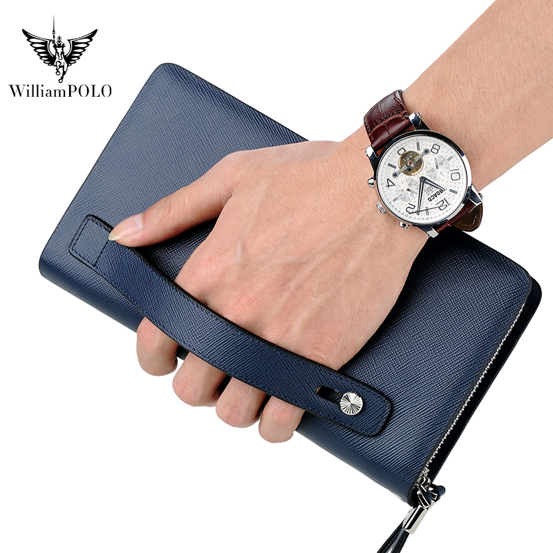 Leather Wallet Men - WILLIAMPOLO Borsa Clutch in Pelle di